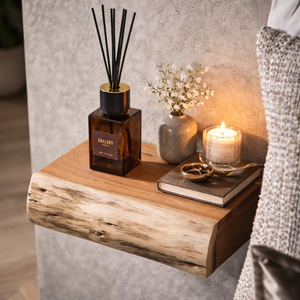 Wandplankjes Set van 2 Acaciahout Klein Zwevend Naturel Houtkleur Modern Design Wanddecoratie Woonkamer | Sulvida