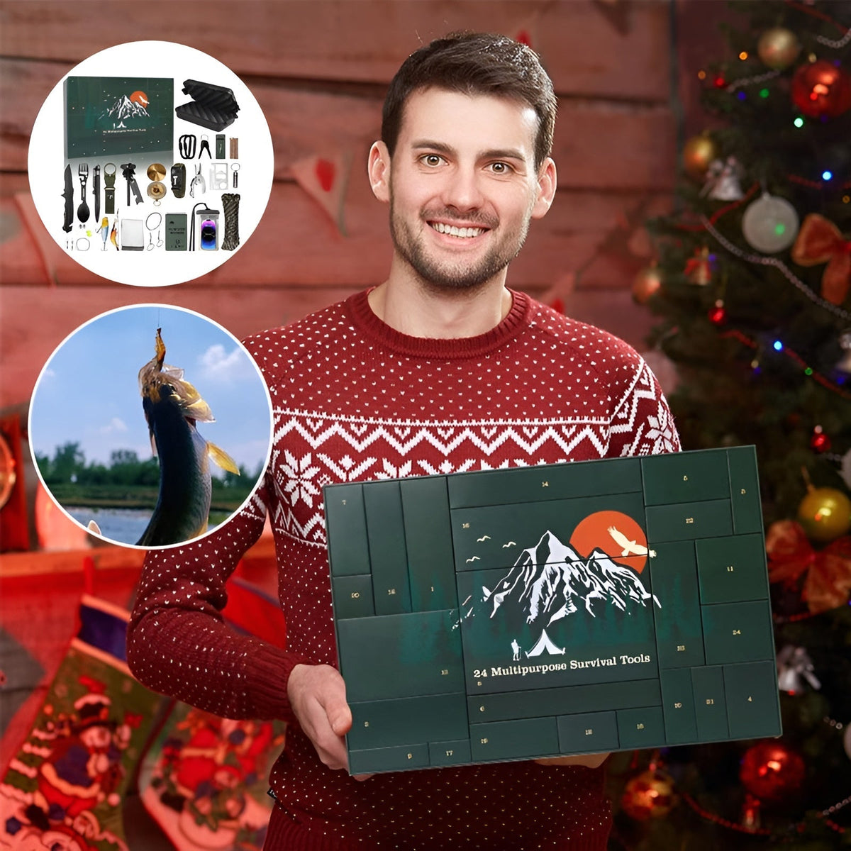 24-Daagse Adventskalender Survival Outdoor Kampeeruitrusting Gereedschap voor Natuurliefhebbers Cadeau-idee | Sulvida