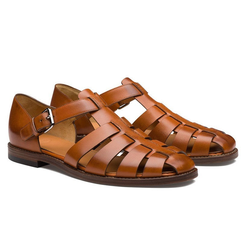 Leren Heren Sandalen Gesloten Teen Verstelbaar Comfortabel Zomerschoeisel voor Wandelen en Outdoor Activiteiten | Sulvida