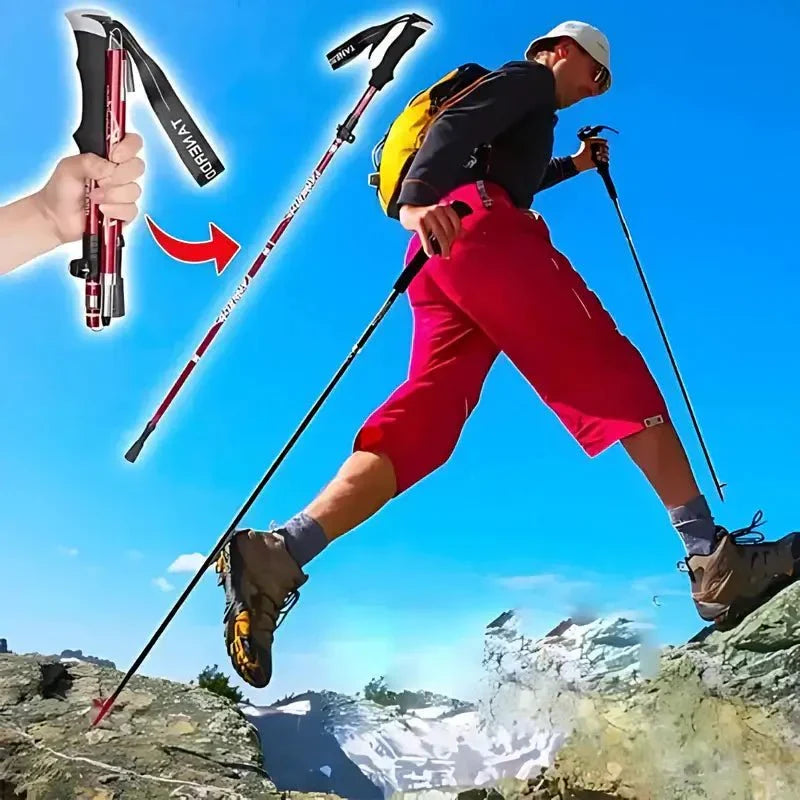 Opvouwbare Wandelstok Aluminium Telescopisch Verstelbaar Outdoor Wandelen Trekking Hiking Antislip Grip | Sulvida