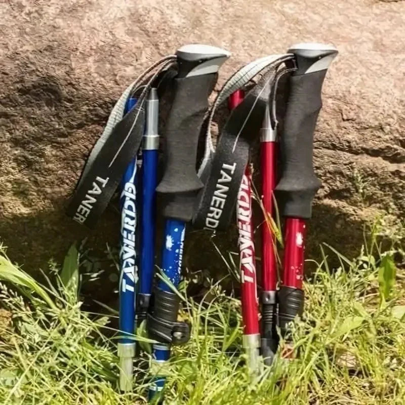 Opvouwbare Wandelstok Aluminium Telescopisch Verstelbaar Outdoor Wandelen Trekking Hiking Antislip Grip | Sulvida