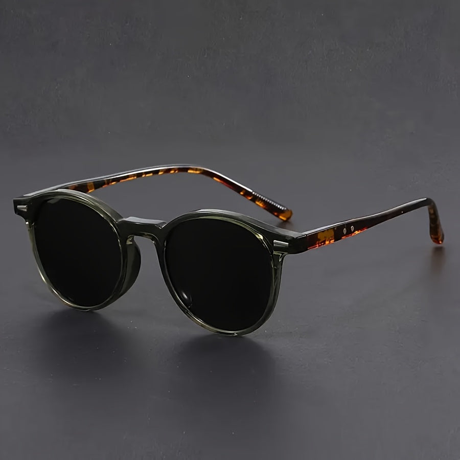Ronde Retro Zonnebril Heren Schildpaddesign Lichte Polycarbonaatbril Vintage Stijl Unisex UV-Bescherming | Sulvida