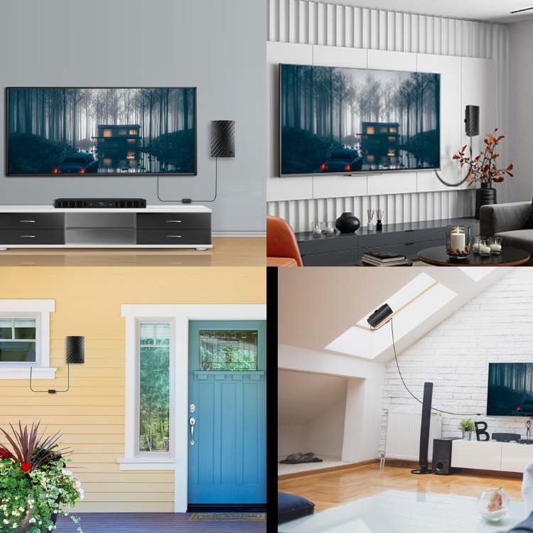 Binnenantenne DVB-T2 4K TV digitale ontvangerantenne tot 960 km bereik plug & play wandmontage HDTV signaalversterker | Sulvida