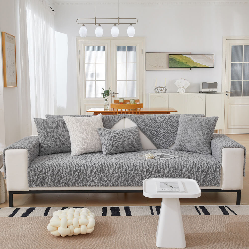 Teddy Fleece Bankhoes Crème Anti-Krab Meubelbeschermer Sofa Hoes voor Zitmeubels Banken en Fauteuils | Sulvida