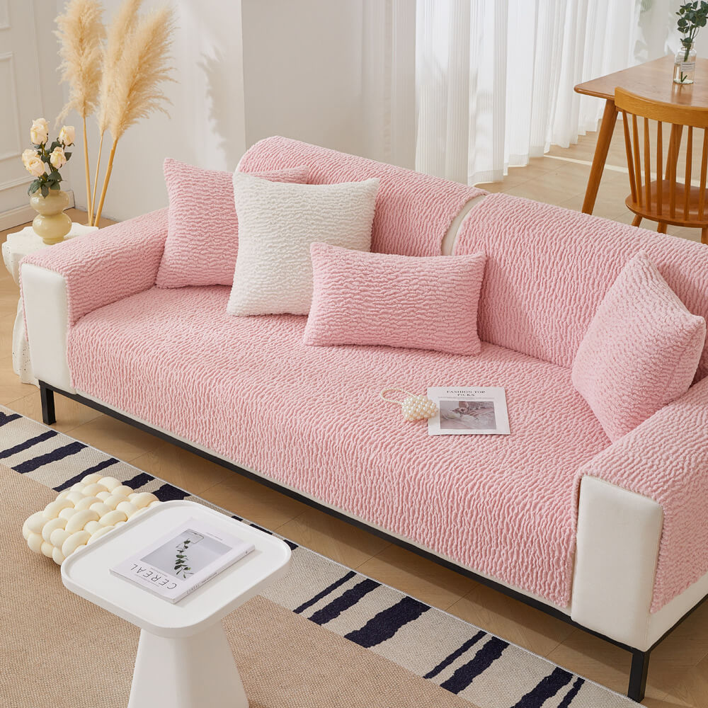 Teddy Fleece Bankhoes Crème Anti-Krab Meubelbeschermer Sofa Hoes voor Zitmeubels Banken en Fauteuils | Sulvida