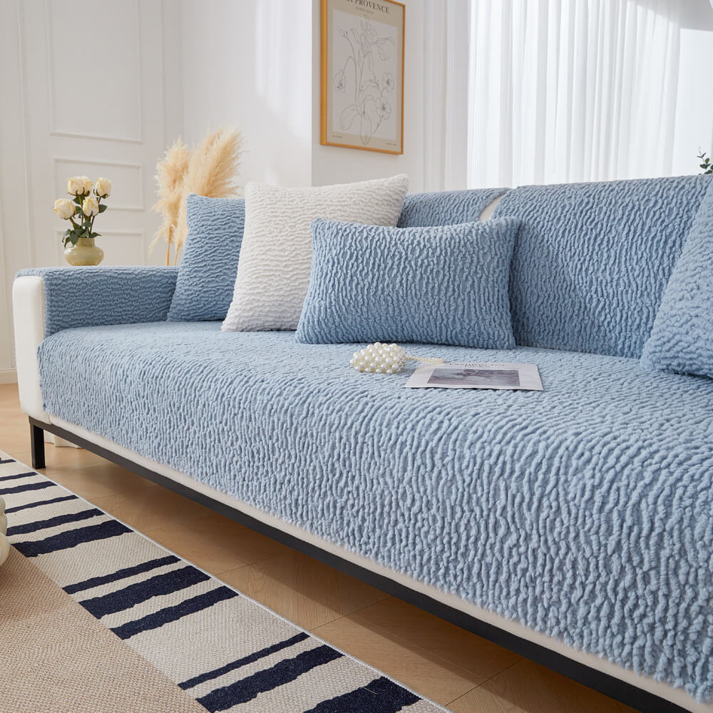Teddy Fleece Bankhoes Crème Anti-Krab Meubelbeschermer Sofa Hoes voor Zitmeubels Banken en Fauteuils | Sulvida