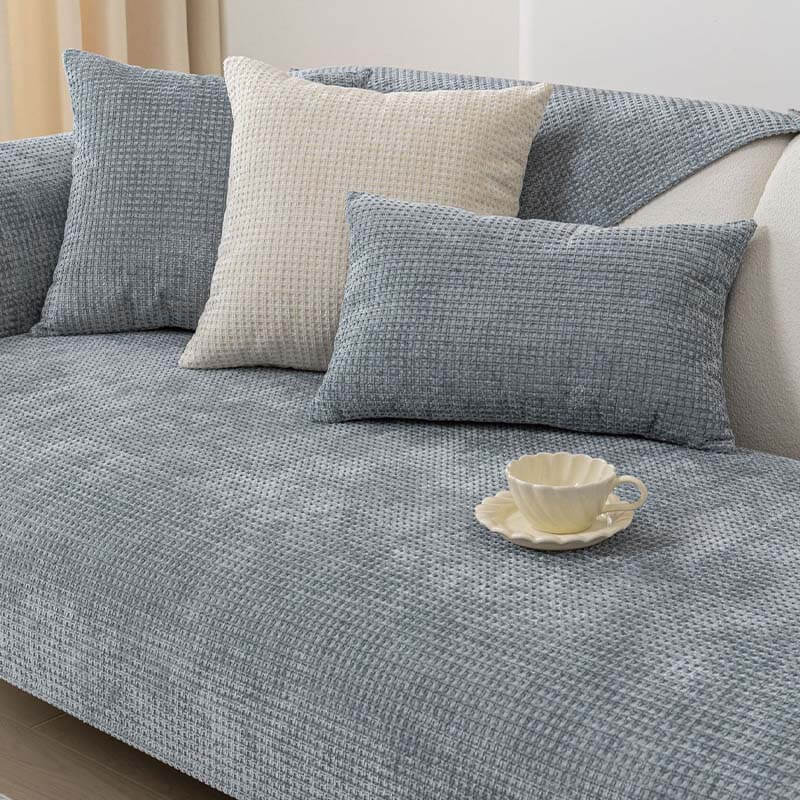 Chenille Bankhoes Wafelstructuur Antislip Meubelkleed Huisdierproof Bankafdekking voor Sofa Fauteuil | Sulvida