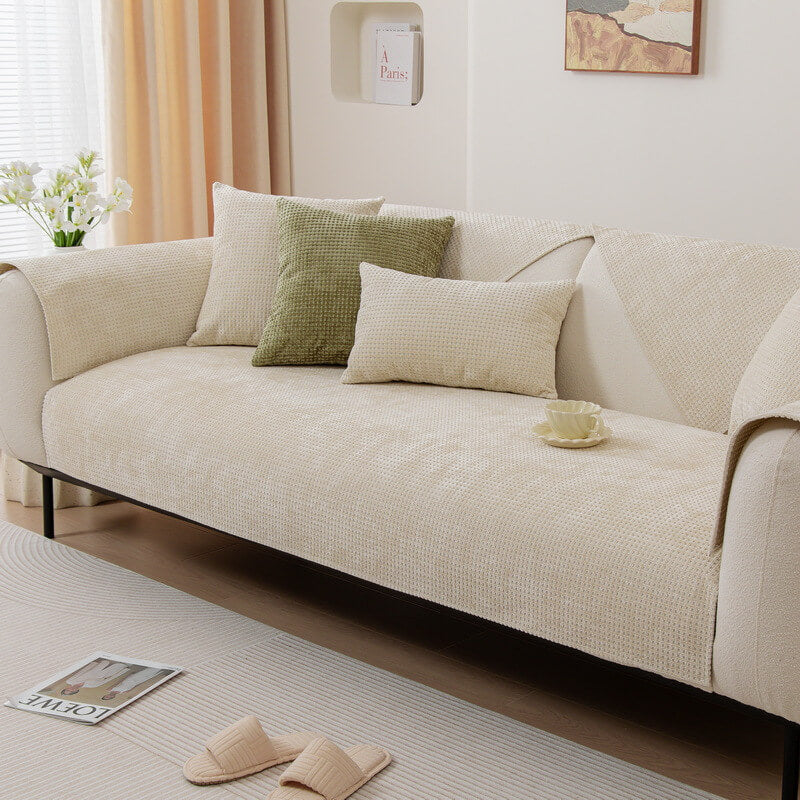 Chenille Bankhoes Wafelstructuur Antislip Meubelkleed Huisdierproof Bankafdekking voor Sofa Fauteuil | Sulvida
