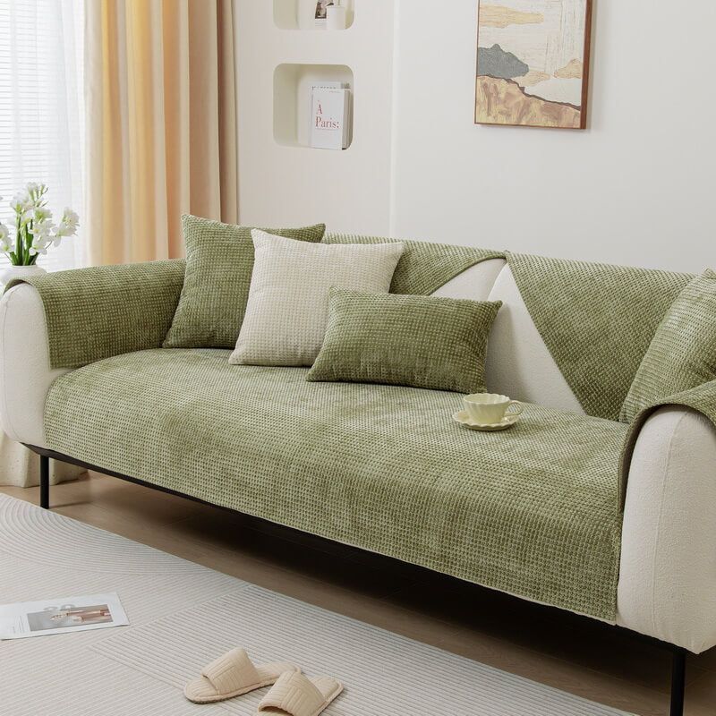 Chenille Bankhoes Wafelstructuur Antislip Meubelkleed Huisdierproof Bankafdekking voor Sofa Fauteuil | Sulvida