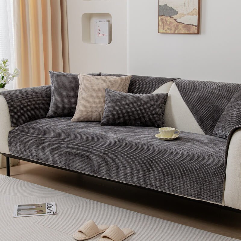 Chenille Bankhoes Wafelstructuur Antislip Meubelkleed Huisdierproof Bankafdekking voor Sofa Fauteuil | Sulvida