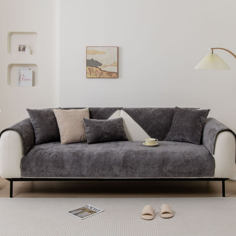 Chenille Bankhoes Wafelstructuur Antislip Meubelkleed Huisdierproof Bankafdekking voor Sofa Fauteuil | Sulvida