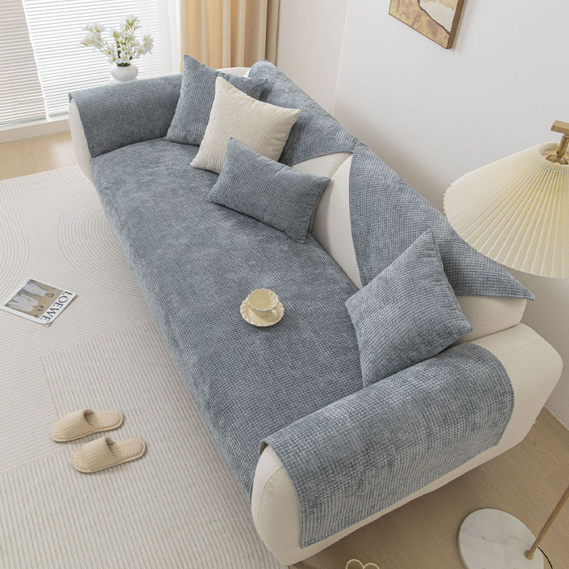 Chenille Bankhoes Wafelstructuur Antislip Meubelkleed Huisdierproof Bankafdekking voor Sofa Fauteuil | Sulvida