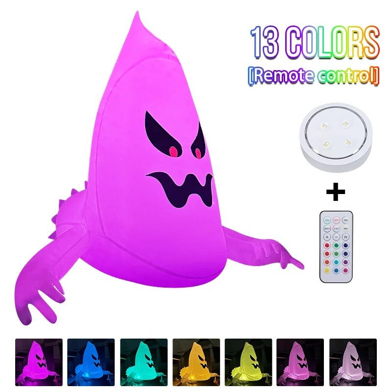 Opblaasbaar Spook met LED Verlichting – Groot Halloween Raamdecoratie – Feestversiering Tuin en Raam | Sulvida