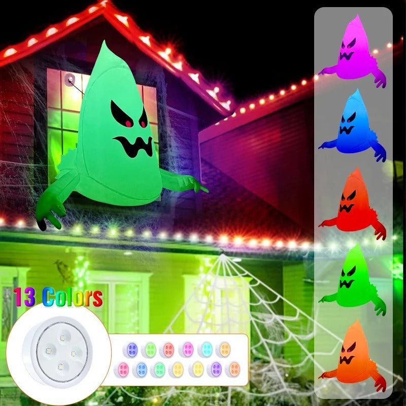Opblaasbaar Spook met LED Verlichting – Groot Halloween Raamdecoratie – Feestversiering Tuin en Raam | Sulvida