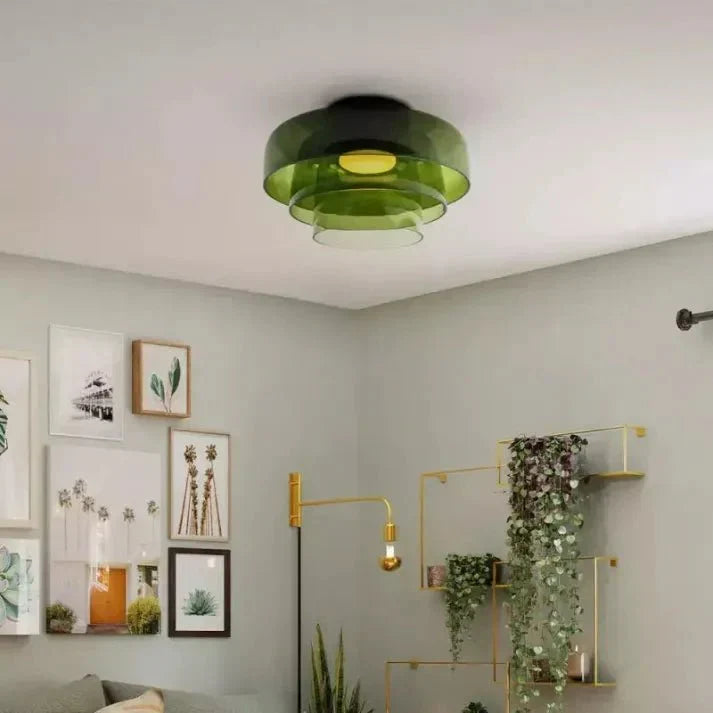 Glazen plafondlamp met driekleurige LED-verlichting voor woonkamer eetkamer slaapkamer modern design | Sulvida