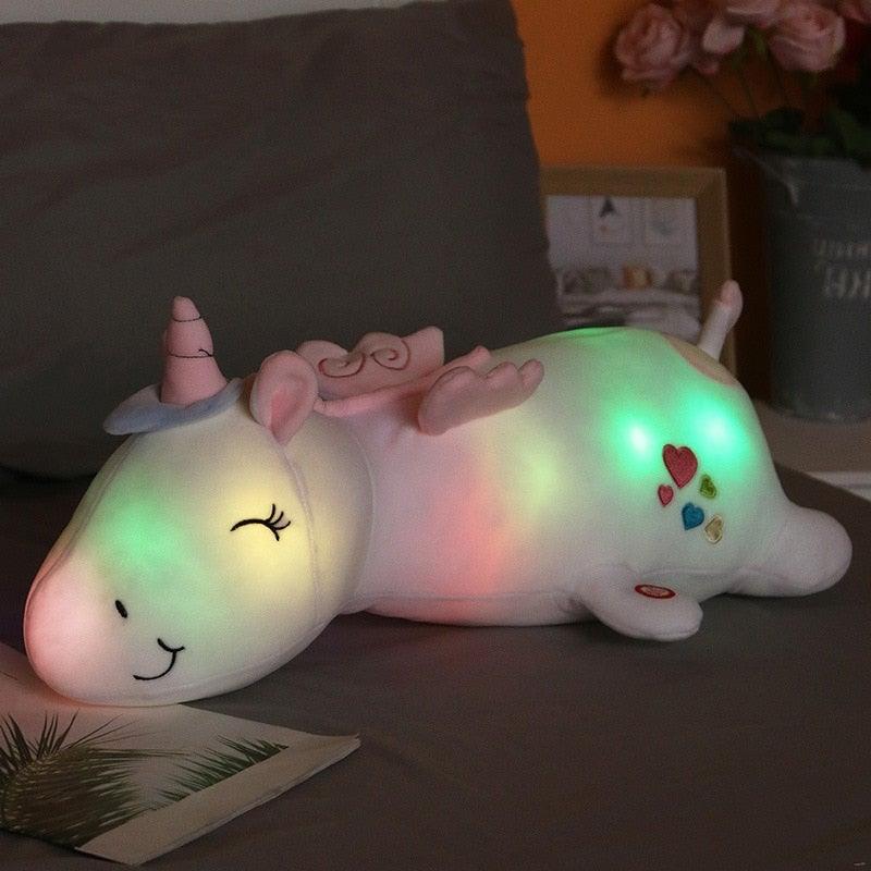 Lichtgevend Pluche Eenhoorn Knuffel met Regenboog LED Verlichting 60 cm Zacht Nachtlampje voor Kinderkamer | Sulvida
