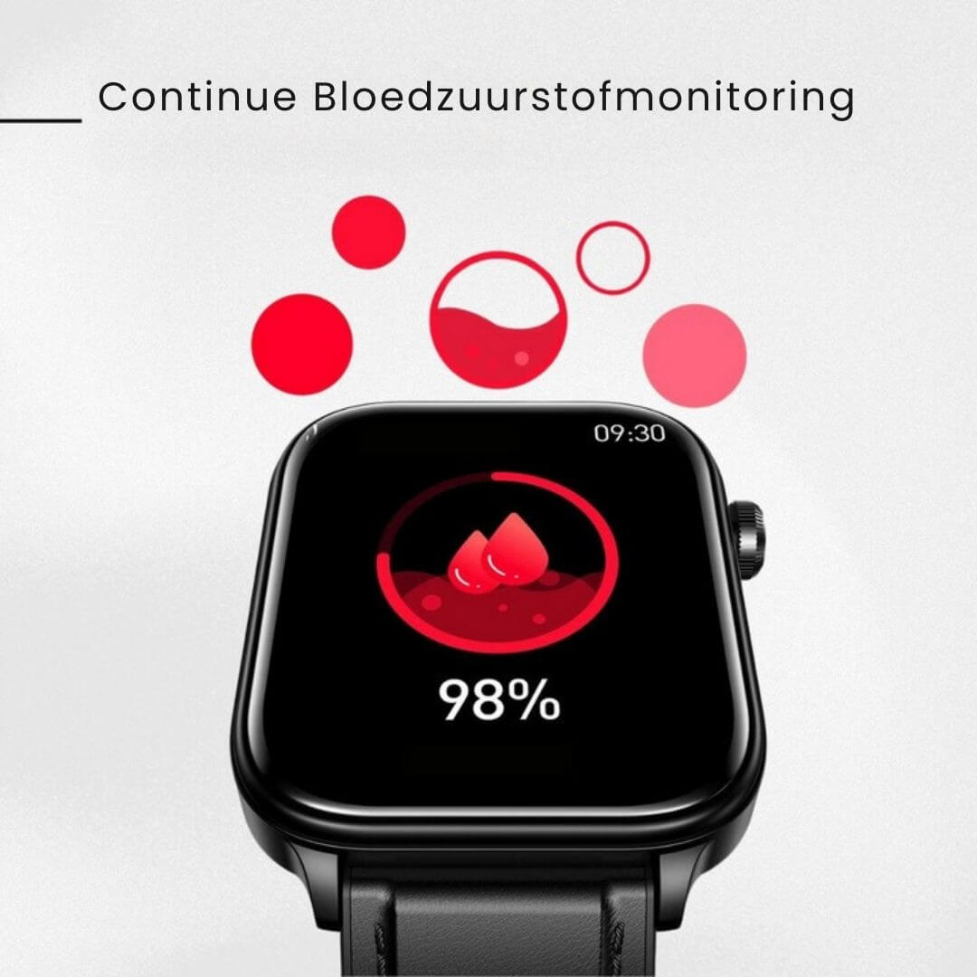 Gezondheidshorloge met Valdetectie SOS Glucosemeting GPS Hartslagmeter 24/7 Monitoring Touchscreen Smartwatch | Sulvida