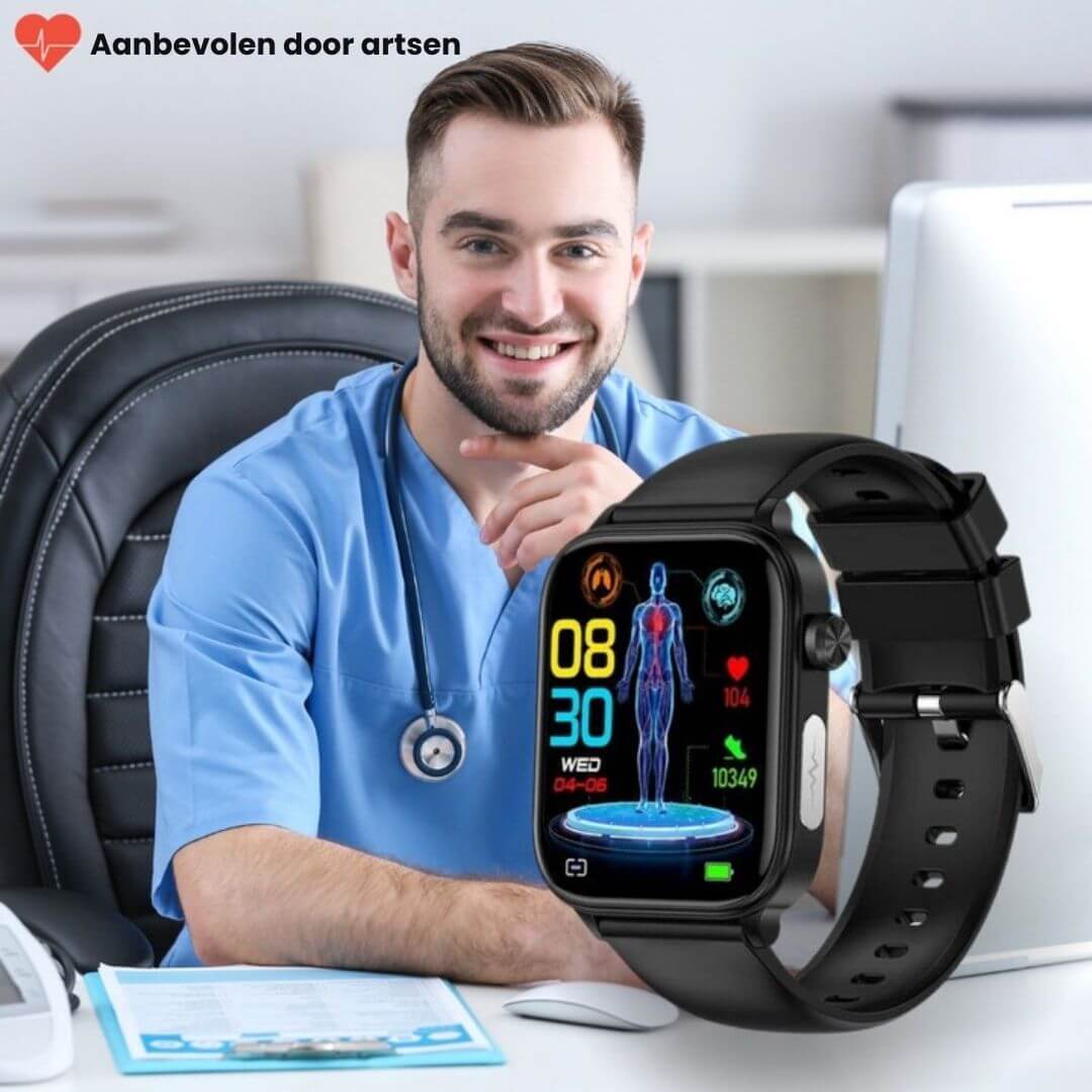 Gezondheidshorloge met Valdetectie SOS Glucosemeting GPS Hartslagmeter 24/7 Monitoring Touchscreen Smartwatch | Sulvida