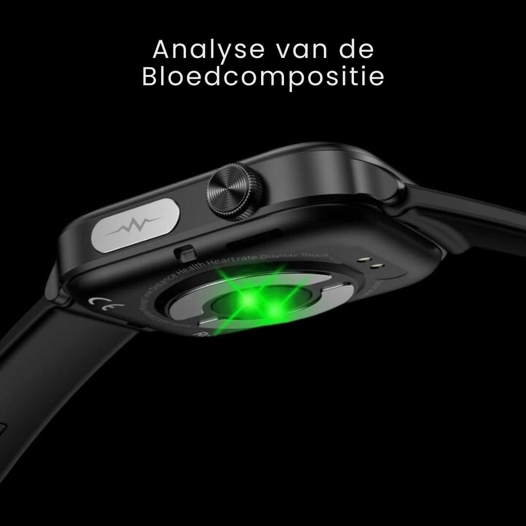 Gezondheidshorloge met Valdetectie SOS Glucosemeting GPS Hartslagmeter 24/7 Monitoring Touchscreen Smartwatch | Sulvida