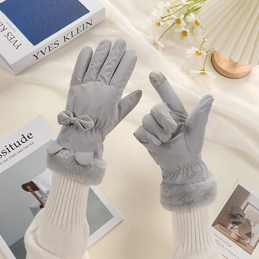 Elegante Touchscreen Winterhandschoenen voor Dames – Waterdicht Warm met Strikaccent Outdoor Fiets Mode | Sulvida