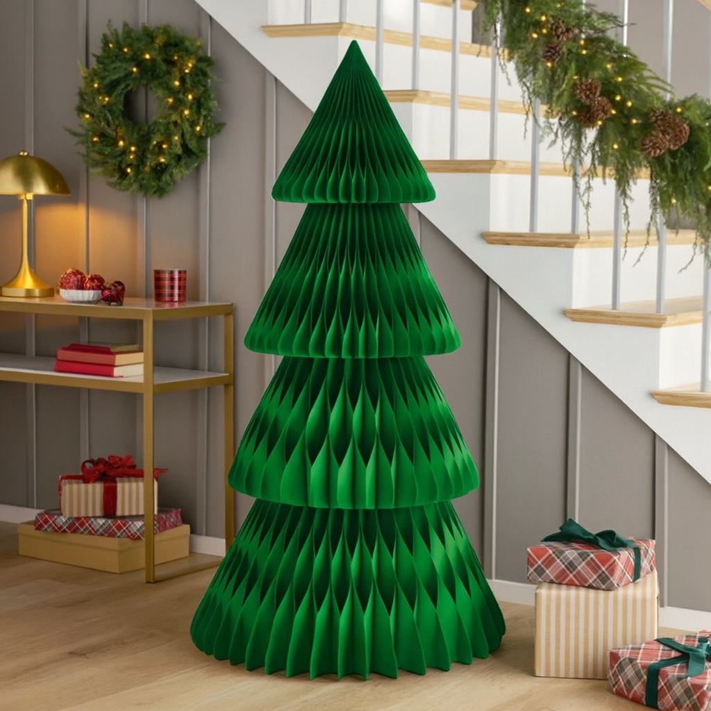 Arbre décoratif en papier 30 cm pliable à structure alvéolée, décoration de fête pour table, mur ou vitrine | Sulvida