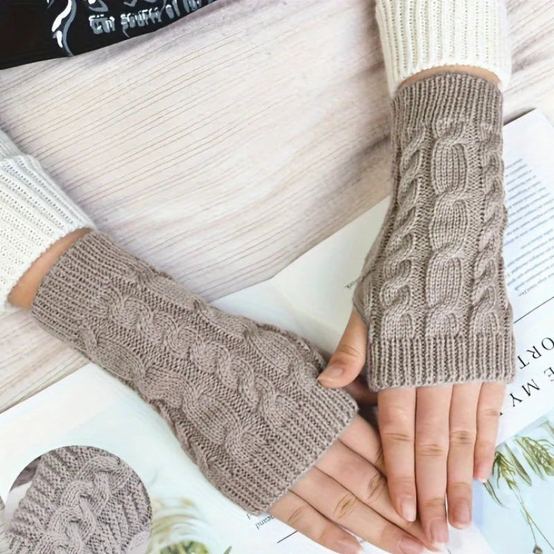 Gebreide Vingerloze Handschoenen Dames Winter Fleece Gevoerd Warm Zacht Touchscreen Wanten Handwarmers | Sulvida