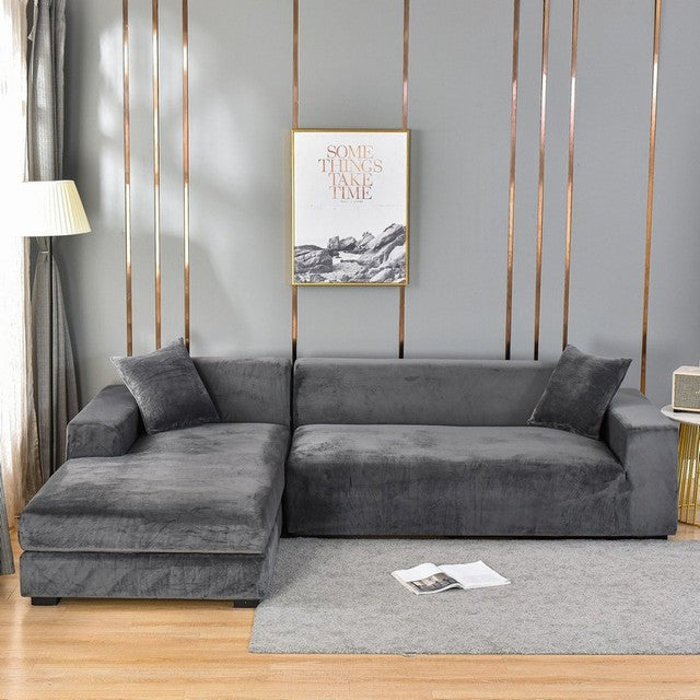 Elastische Bankhoes Fluweel Volledige Bescherming 1-4 Zits Wasbaar Vlekbestendig Huisdieren Stretch Sofa Cover | Sulvida