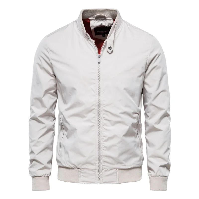 Herenjack Bomberstijl Polyester Zomer Lichtgewicht Gerippelde Kraag Sportief Casual Zwart Groen Blauw Wit | Sulvida
