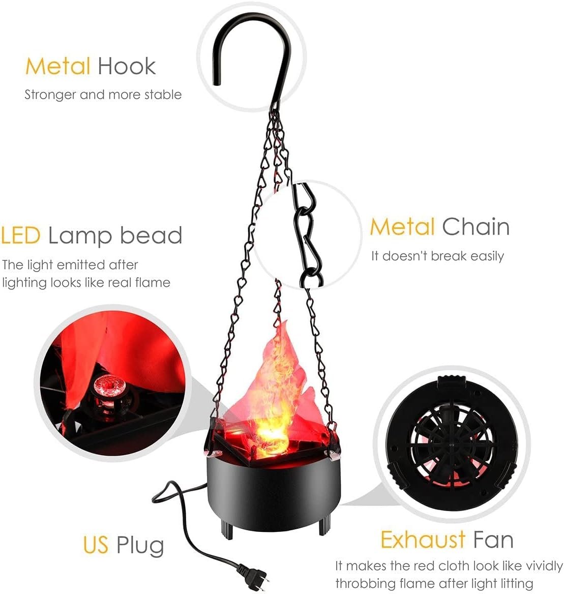 Hangende Vlamverlichting LED met Ventilator - Decoratieve Sfeerverlichting Halloween Events Feesten Horeca | Sulvida