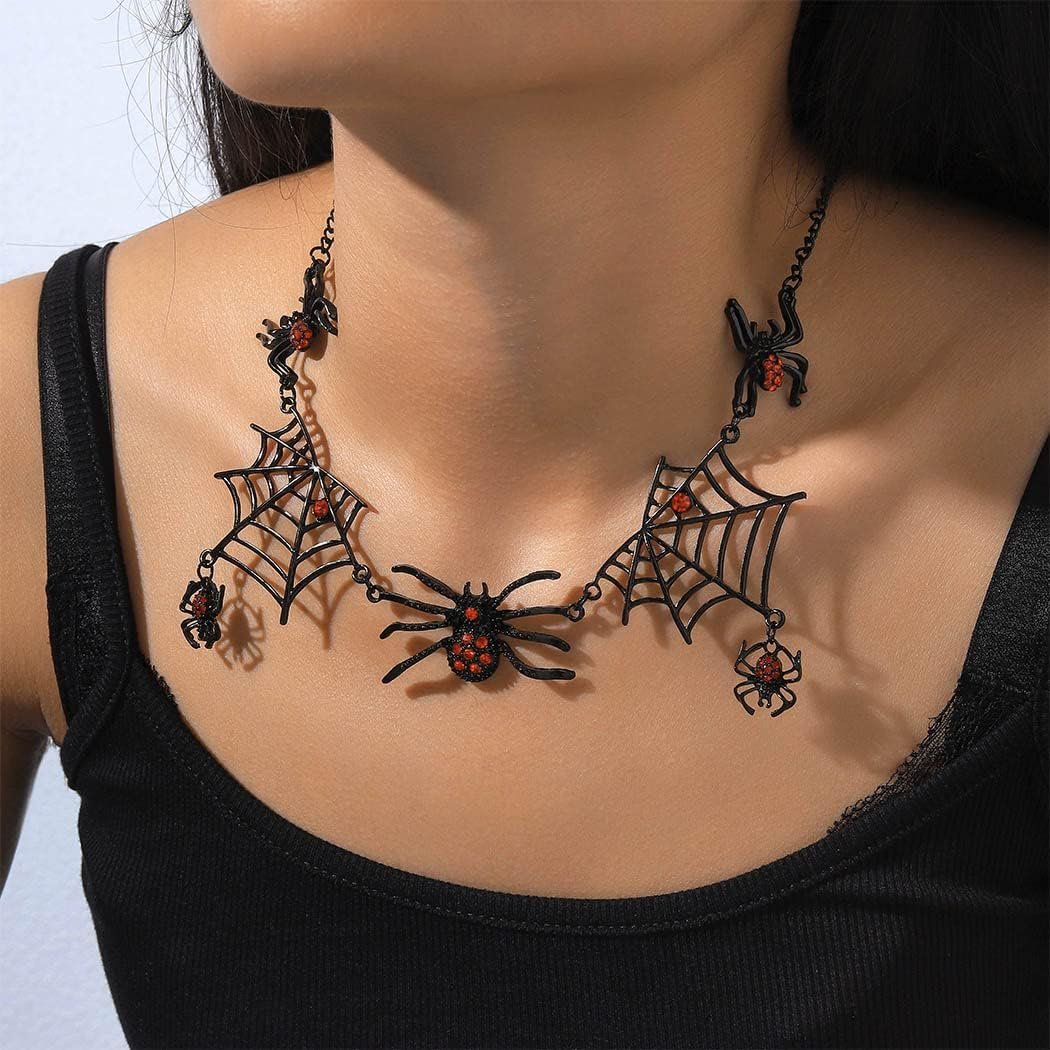 Spinnenhanger Ketting Goth Choker met Strass – Korte Halssieraad Halloween Festival Cosplay Gothic Accessoire | Sulvida