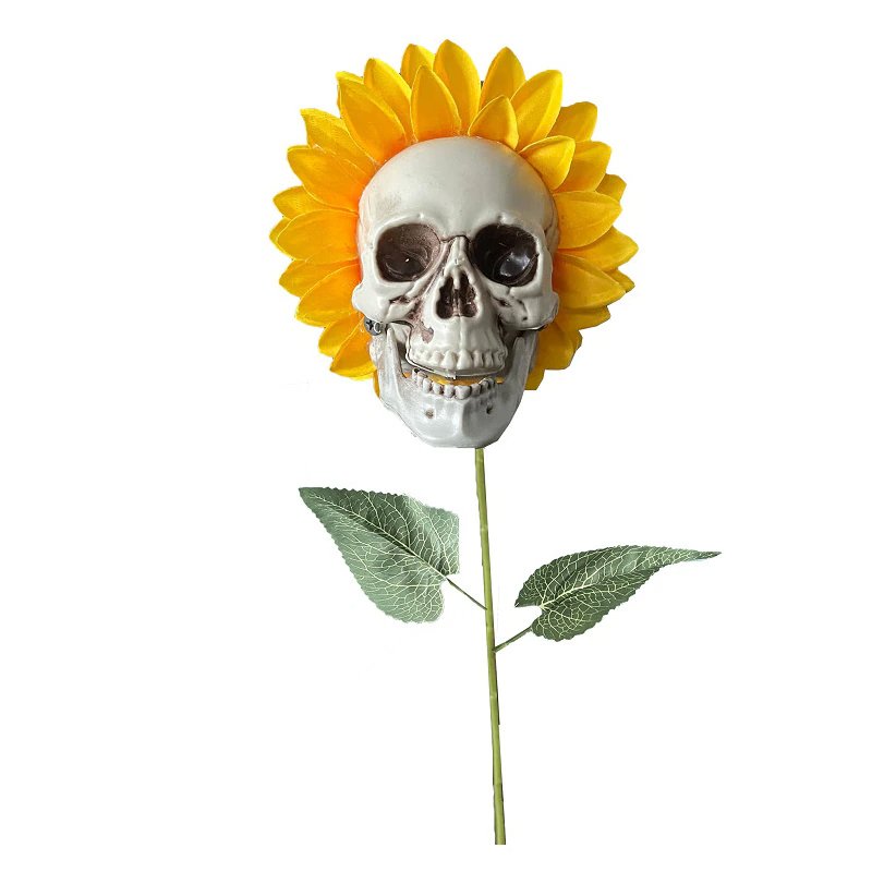 Doodskop Zonnebloem Tuinsteker 60cm Gothic Tuindecoratie Halloween Decoratie voor Tuin Buiten Terras | Sulvida