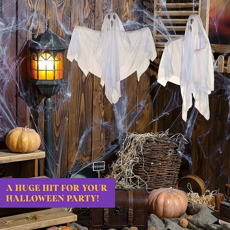 Hangende Spookfiguren Set van 3 Stuks Wit Gaas Halloween Decoratie Binnen & Buiten Griezelversiering | Sulvida