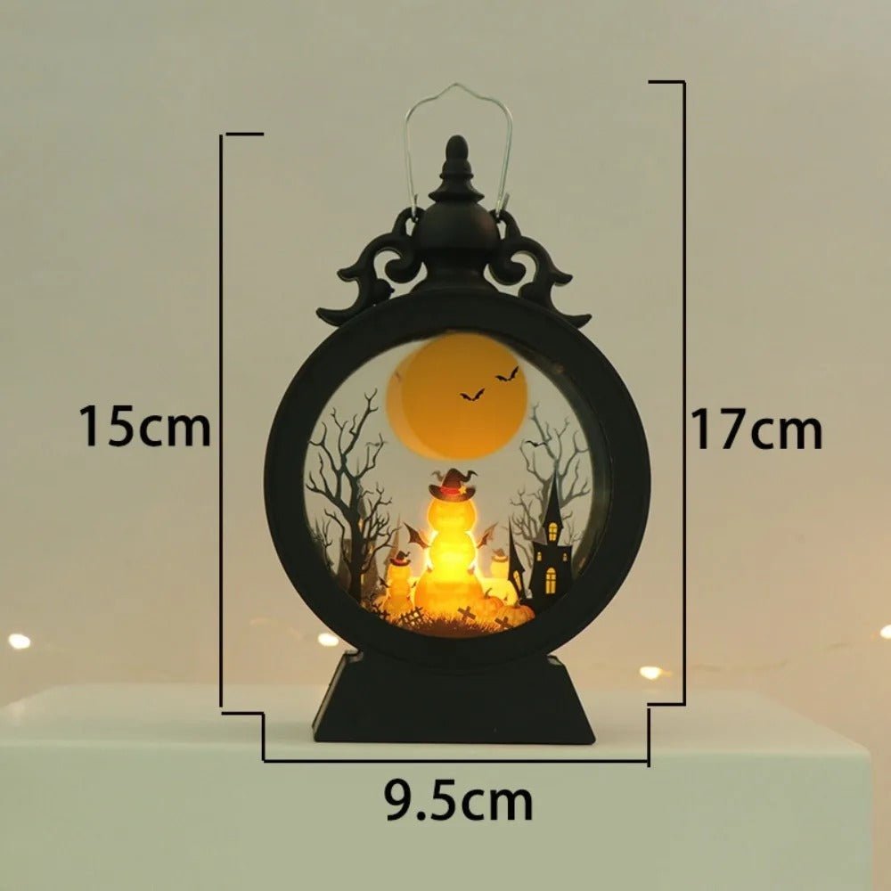 Retro Handlantaarn met LED Kaarslicht Halloween Sfeerverlichting Binnen Buiten Decoratief Windlicht Nostalgie | Sulvida