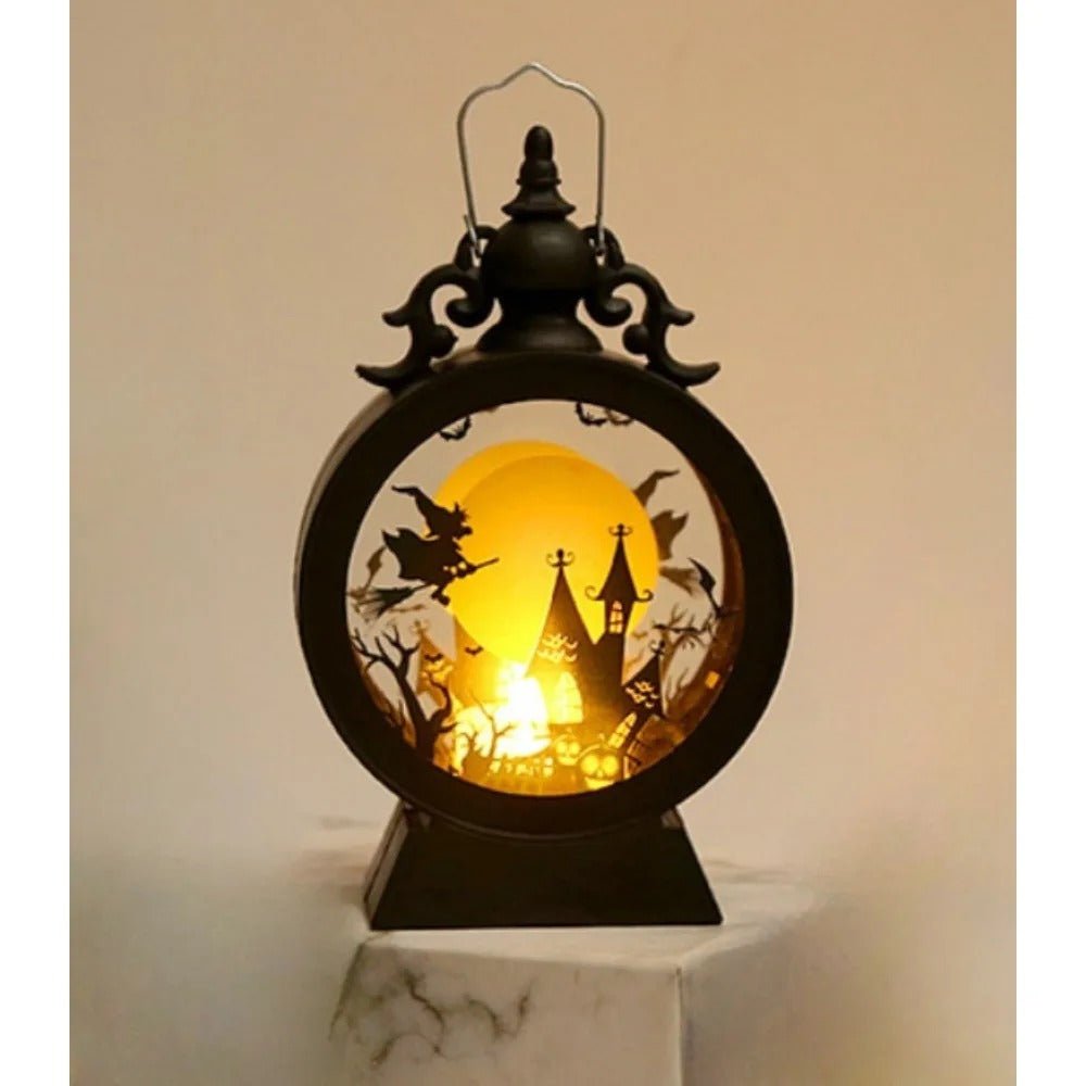 Retro Handlantaarn met LED Kaarslicht Halloween Sfeerverlichting Binnen Buiten Decoratief Windlicht Nostalgie | Sulvida