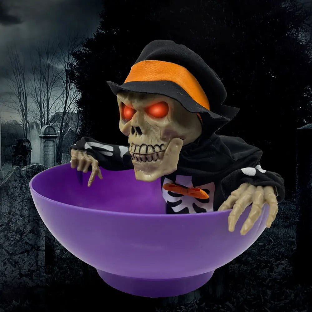 Interactieve Snoepschaal voor Halloween met Geluid en Licht Griezel Decoratie Feestversiering Pompoen Party | Sulvida