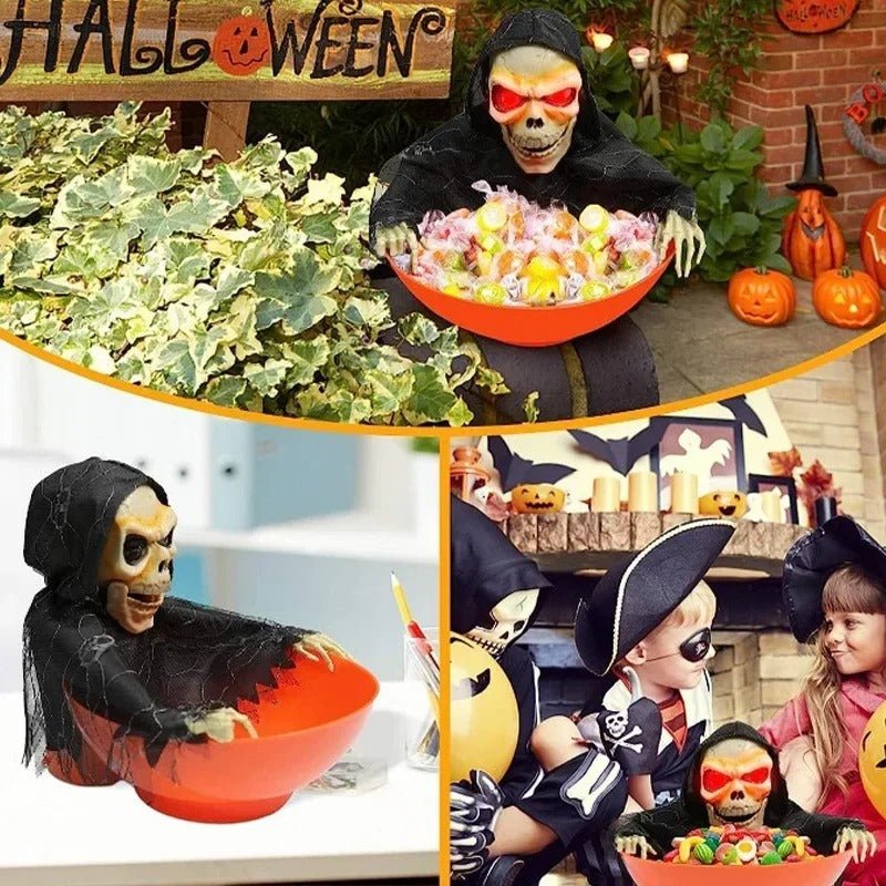 Interactieve Snoepschaal voor Halloween met Geluid en Licht Griezel Decoratie Feestversiering Pompoen Party | Sulvida