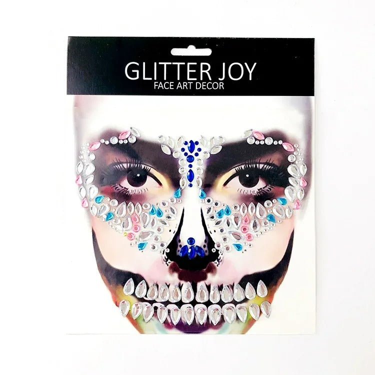 Gezichtsjuwelen Acryl Strass voor Halloween – Zelfklevende Edelsteentjes Gezicht Complete Set Party Make-up | Sulvida