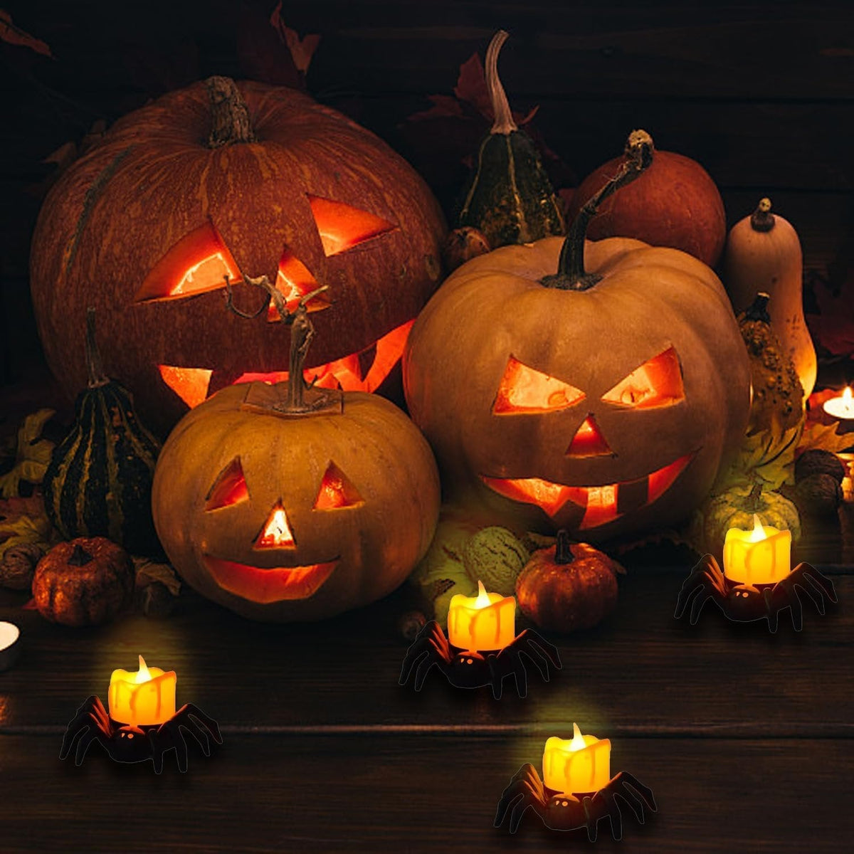 LED Spinnenlicht Halloween Decoratie Vlamloze Kaars Oranje Gloed Sfeerverlichting Feest Horror Binnen Buiten | Sulvida