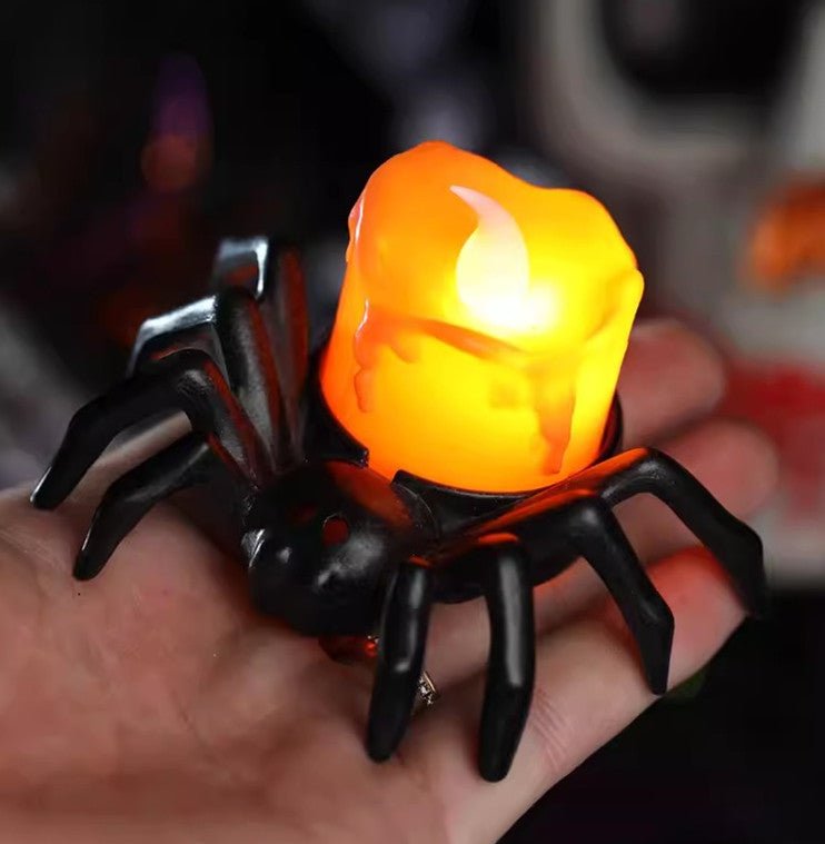 LED Spinnenlicht Halloween Decoratie Vlamloze Kaars Oranje Gloed Sfeerverlichting Feest Horror Binnen Buiten | Sulvida