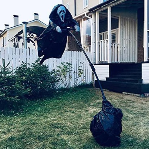 Griezelige Spokenvogelverschrikker voor Halloween Tuin met Bewegende Gewaden Schedel en Lichtgevende Ogen | Sulvida