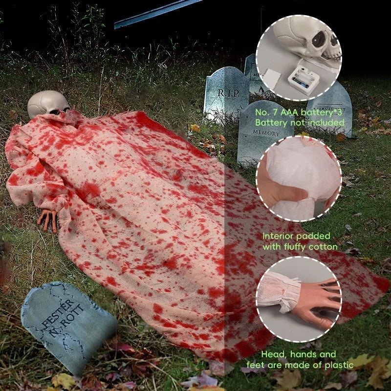 Geluidgeactiveerde Halloween Spookfiguur met LED-ogen en Griezelige Geluidseffecten voor Feestdecoratie | Sulvida