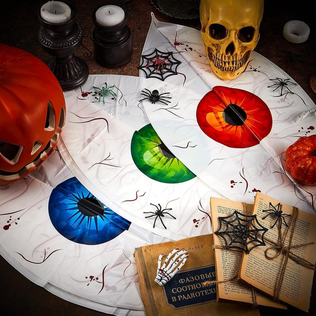 Opblaasbare oogballen decoratie set 6 stuks Halloween feestversiering griezelig themafeest horror party binnen buiten | Sulvida
