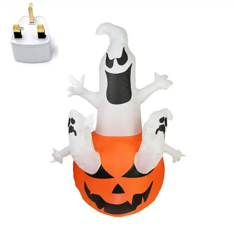 Opblaasbare Halloween Decoratie Spook met Pompoen – Feestelijke Tuindecoratie met LED Verlichting voor Buiten | Sulvida