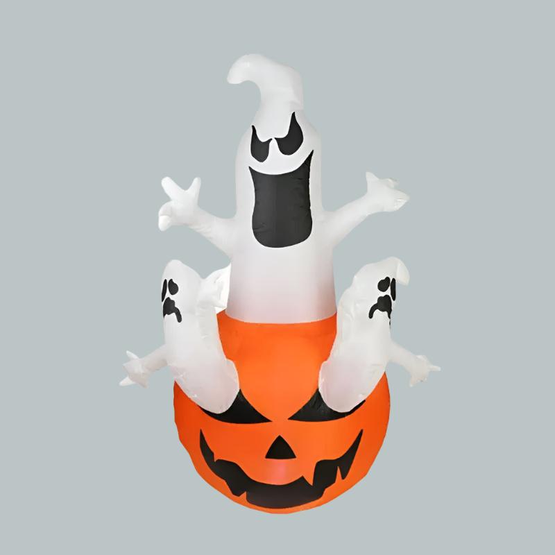 Opblaasbare Halloween Decoratie Spook met Pompoen – Feestelijke Tuindecoratie met LED Verlichting voor Buiten | Sulvida