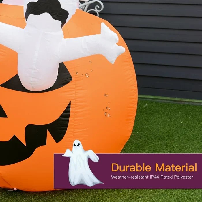 Opblaasbare Halloween Decoratie Spook met Pompoen – Feestelijke Tuindecoratie met LED Verlichting voor Buiten | Sulvida