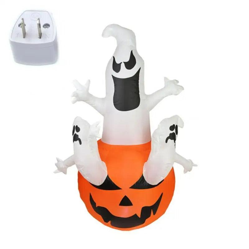 Opblaasbare Halloween Decoratie Spook met Pompoen – Feestelijke Tuindecoratie met LED Verlichting voor Buiten | Sulvida