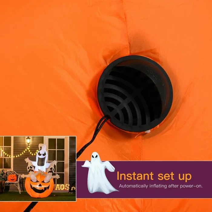 Opblaasbare Halloween Decoratie Spook met Pompoen – Feestelijke Tuindecoratie met LED Verlichting voor Buiten | Sulvida