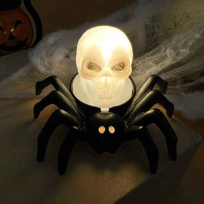 Griezelige Spinlamp met LED-Kaars en Schedel Halloween Tafellamp Spinnenkop Decoratie Sfeervol Licht | Sulvida