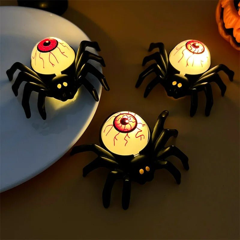 Griezelige Spinlamp met LED-Kaars en Schedel Halloween Tafellamp Spinnenkop Decoratie Sfeervol Licht | Sulvida
