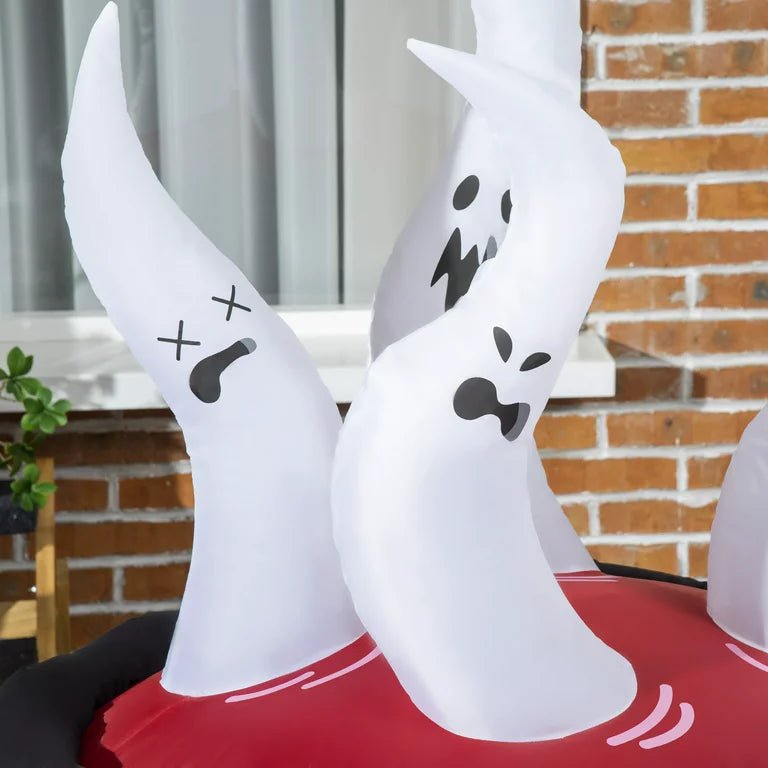Opblaasbare Ketel met Spookjes en LED-verlichting Halloween Decoratie voor Tuin Feest Party Buiten Sfeer | Sulvida